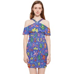 Grateful Dead Dancing Bears Pattern Shoulder Frill Bodycon Summer Dress by Salmanaz77