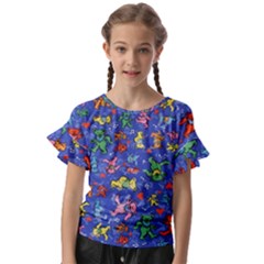 Grateful Dead Dancing Bears Pattern Kids  Cut Out Flutter Sleeves