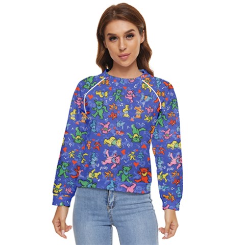 Grateful Dead Dancing Bears Pattern Women s Long Sleeve Raglan T-shirt by Salmanaz77