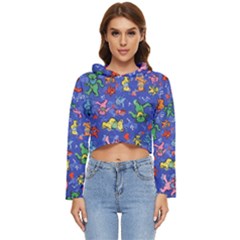 Grateful Dead Dancing Bears Pattern Women s Lightweight Cropped Hoodie by Salmanaz77