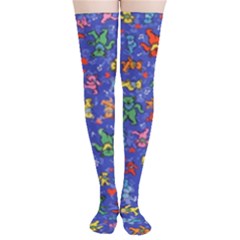 Grateful Dead Dancing Bears Pattern Thigh High Stockings