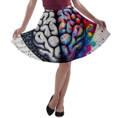 Brain Heart Math A-line Skater Skirt