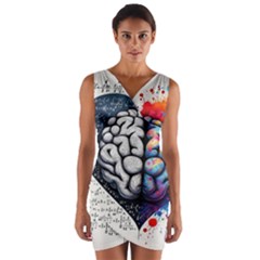 Brain Heart Math Wrap Front Bodycon Dress