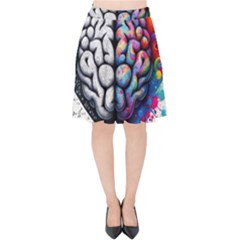 Brain Heart Math Velvet High Waist Skirt