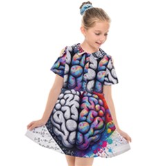 Brain Heart Math Kids  Short Sleeve Shirt Dress by Salmanaz77