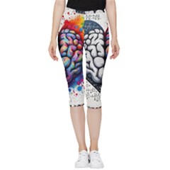 Brain Heart Math Inside Out Lightweight Velour Capri Leggings 