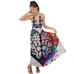 Brain Heart Math Backless Maxi Beach Dress