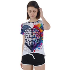 Brain Heart Math Short Sleeve Open Back T-shirt