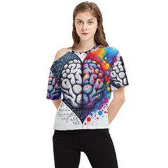 Brain Heart Math One Shoulder Cut Out T-shirt