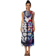 Brain Heart Math Sleeveless Round Neck Midi Dress