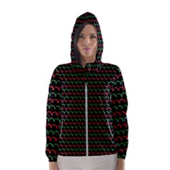 Geometric Abstract Pattern Line Women s Hooded Windbreaker