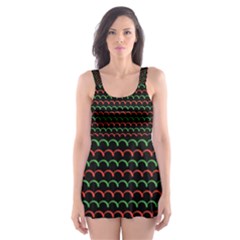 Geometric Abstract Pattern Line Skater Dress Swimsuit