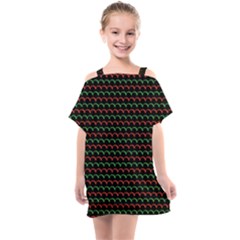 Geometric Abstract Pattern Line Kids  One Piece Chiffon Dress