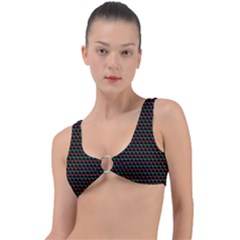 Geometric Abstract Pattern Line Ring Detail Bikini Top