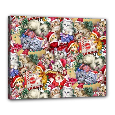 Pattern Kitten Christmas Canvas 20  X 16  (stretched)