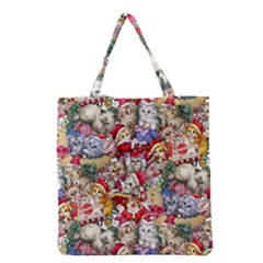 Pattern Kitten Christmas Grocery Tote Bag