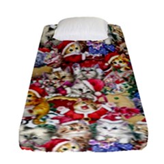 Pattern Kitten Christmas Fitted Sheet (single Size) by Bedest