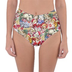 Pattern Kitten Christmas Reversible High-waist Bikini Bottoms