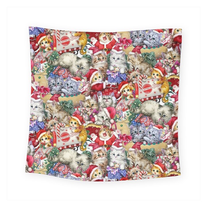 Pattern Kitten Christmas Square Tapestry (Small)