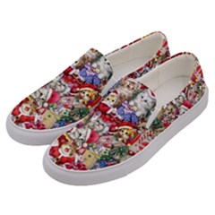 Pattern Kitten Christmas Men s Canvas Slip Ons