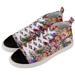 Pattern Kitten Christmas Men s Mid-top Canvas Sneakers