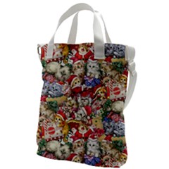 Pattern Kitten Christmas Canvas Messenger Bag by Bedest