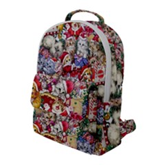 Pattern Kitten Christmas Flap Pocket Backpack (large)