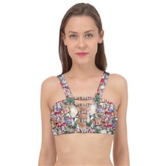 Pattern Kitten Christmas Cage Up Bikini Top