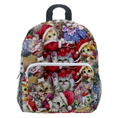 Pattern Kitten Christmas Kids  Age 5-10 Lightweight School Backpack With Side Pockets by Bedest