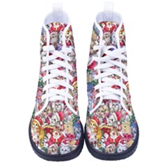 Pattern Kitten Christmas Men s High-top Canvas Sneakers