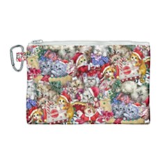 Pattern Kitten Christmas Canvas Cosmetic Bag (large)