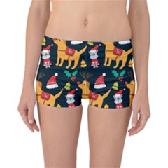 Funny Christmas Pattern Background Reversible Boyleg Bikini Bottoms