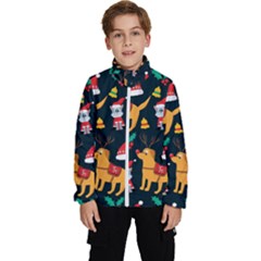 Funny Christmas Pattern Background Kids  High Neck Windbreaker