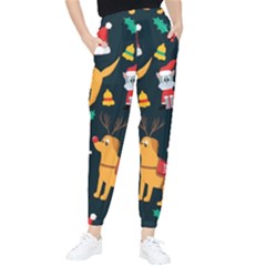 Funny Christmas Pattern Background Women s Tapered Pants