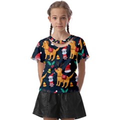 Funny Christmas Pattern Background Kids  Front Cut T-shirt