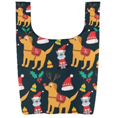 Funny Christmas Pattern Background Foldable Shopping Bag