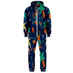 Colorful Funny Christmas Pattern Hooded Jumpsuit (men)