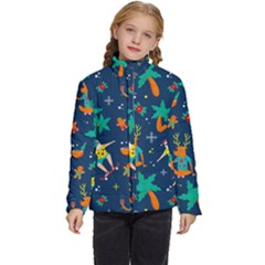 Colorful Funny Christmas Pattern Kids  Puffer Bubble Jacket Coat by Ket1n9