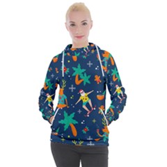 Colorful Funny Christmas Pattern Women s Hooded Pullover