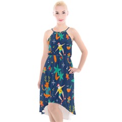 Colorful Funny Christmas Pattern High-low Halter Chiffon Dress  by Ket1n9