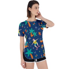 Colorful Funny Christmas Pattern Perpetual Short Sleeve T-shirt by Ket1n9