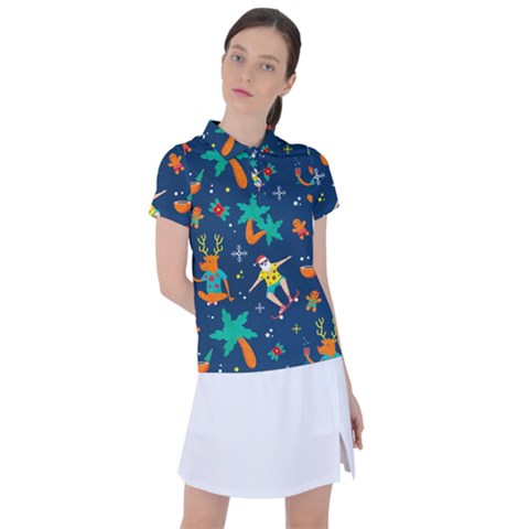 Colorful Funny Christmas Pattern Women s Polo T-shirt by Ket1n9