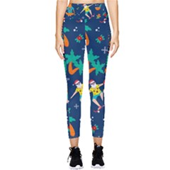 Colorful Funny Christmas Pattern Pocket Leggings 