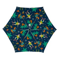 Colorful Funny Christmas Pattern Automatic Folding Umbrella With Case (small) by Ket1n9