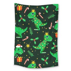 Christmas Funny Pattern Dinosaurs Large Tapestry