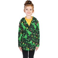 Christmas Funny Pattern Dinosaurs Kids  Double Breasted Button Coat