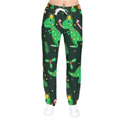 Christmas Funny Pattern Dinosaurs Women Velvet Drawstring Pants by Ket1n9