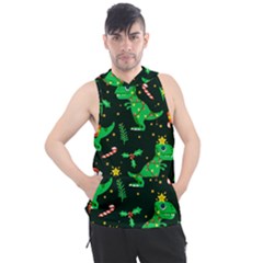 Christmas Funny Pattern Dinosaurs Men s Sleeveless Hoodie