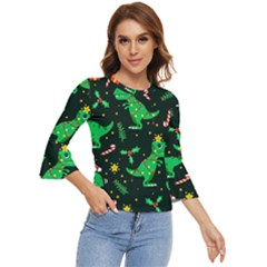 Christmas Funny Pattern Dinosaurs Bell Sleeve Top