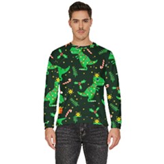 Christmas Funny Pattern Dinosaurs Men s Fleece Sweatshirt